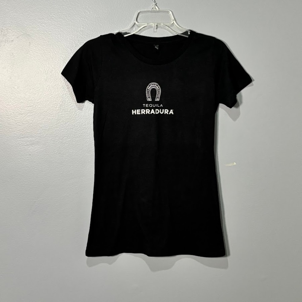 Tequila Herradura T-Shirt‎ Womens Medium Black Cotton Graphic Logo EarthPositive